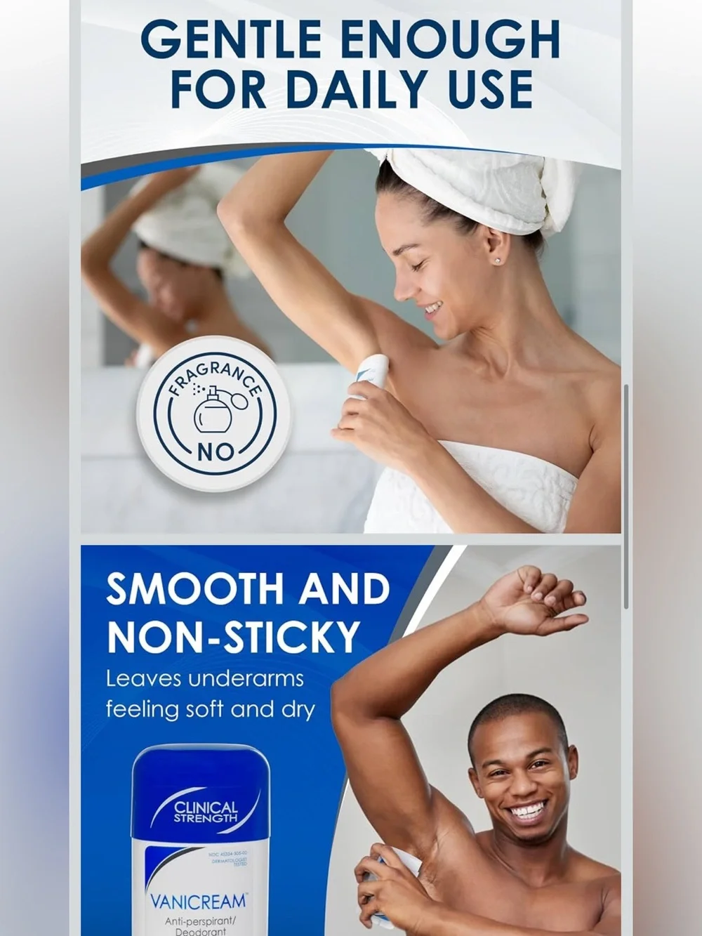 3-Pack Vanicream Antiperspirant Deodorant Sensitive Skin Unscented 3 Sticks